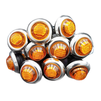 3/4 "12V feu de position LED balle ambre rouge camion remorque RV lampe latérale ronde 12V24V cadre en acier inoxydable 3 feux de signalisation LED
