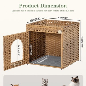 Lit pour chat tissé en rotin, maison pour animaux respirante, taille moyenne, pour usage intérieur - Product Image 3