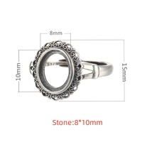 8*10MM S925 Sterling Silber Hohl muster Ring Basis Rohlinge DIY Schmuck Ring Jade Bernstein Zubehör Schmuck herstellung Zubehör