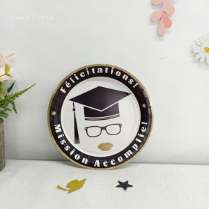 Platos, Servilletas y Vasos Desechables para Fiesta de Graduación DAMAI, Juego de Vajilla con Diseño de Gorro Negro, Artículos para Fiesta Temática de Felicitación - Product Image 2