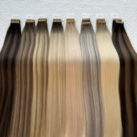 Nouvelles extensions de cheveux adhésives noires et blondes, double épaisseur, en cheveux humains, qualité salon, fournisseur