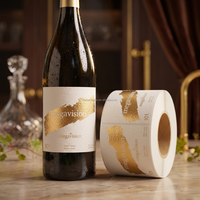 Étiquettes personnalisées de luxe pour bouteilles de champagne, de vin et de liqueurs, impression UV, papier texturé avec dorure à chaud