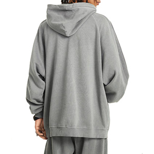 Custom Drop Shoulder <b>Pullover</b> Hoodies Heavyweight Spandex / Polyester Retro Washed French Terry Hooded Sweatshirt <b>Men</b> - Product Image 3