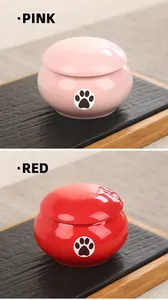 Urna de Cinzas de Animais de Estimação com Impressão de Pata, Urna Memorial de Cremação, Lembrança de Cerâmica para Cinzas de Cães - Product Image 2