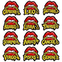 Patch brodé thermocollant tendance style Hot Girl, symboles du zodiaque 12 signes, accessoires DIY pour vêtements punk Y2K