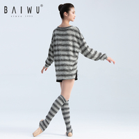 124116028 Baiwu prix d'usine danse vêtements d'échauffement col rond hauts d'entraînement Ballet pull haut