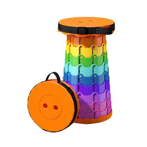 Extendable <b>Stool</b> Portable Folding Chair Round Plastic Outdoor Camping <b>Adjustable</b> <b>Height</b> Travel Use - Product Image 2