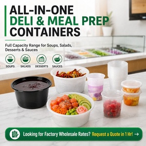 Contenants alimentaires ronds en plastique de qualité alimentaire YAGNRUI <span class=keywords><strong>pour</strong></span> plats à emporter, repas chauds, salades froides, fruits, soupes, avec couvercles - Product Image 2