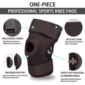 Genouillère médicale articulée en néoprène de haute qualité pour soulager la douleur avec stabilisateurs latéraux et compression réglable - Product Image 4