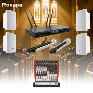 Sistema Audio Professionale per Chiesa con 6 Altoparlanti a Parete, Microfono Wireless, Cuffie, Amplificatore e Mixer per Culto Cristiano - Product Image 1