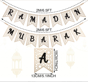 2 adet ahşap ramazan mübarek Bunting dekorasyon rustik boncuk ramazan süslemeleri müslüman parti dekor malzemeleri - Product Image 3