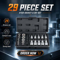 Jeu de douilles étoiles 29 pièces en acier CR-V, kit de clés à douilles Torx pour réparation automobile, outils manuels pour le retrait de vis