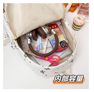 Wholesale Bow Print Nylon <b>Backpack</b> Waterproof Large Capacity School Bag for Girls - Product Image 5