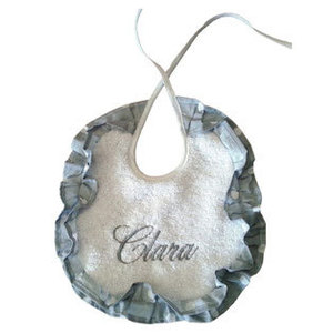 Babero GALA con lunares en gris con nombre - Product Image 1