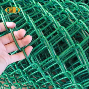 Clôture en maille de chaîne revêtue PVC, vert, lien en fil