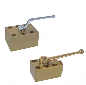 Vanne à boisseau sphérique hydraulique à trois voies de type plaque KHP3K 25 32 40 50 pour l'huile et l'eau, haute pression, inversion, fermeture lente - Product Image 1