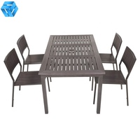 Ensemble de table et de chaises de salle à manger d'extérieur moderne HYX, meubles de jardin et de patio avec accessoires durables en acier inoxydable 304