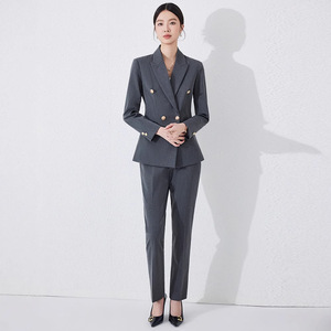 Women's Black Suit Set Polyester Worsted Full Sleeve Anti-Wrinkle Office Lady Spring Formal Wear - Product Image 5