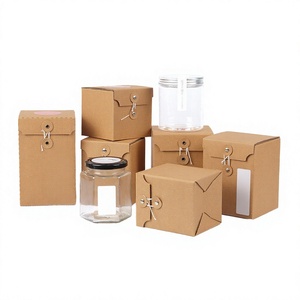 Kraft Rigid <b>Square</b> Button String Closure Recyclable Environmental Jar Brown Customized Disposable Corrugated Board Food Grade - Product Image 3