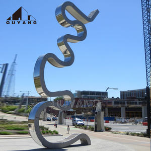 Sculpture moderne abstraite en spirale en acier inoxydable pour aménagement paysager de villa, grande statue d'art en métal poli pour extérieur avec boule miroir - Product Image 6