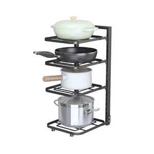 Estante para ollas de acero inoxidable, organizador de almacenamiento plegable de varias capas para cocina, debajo del gabinete del fregadero, tipo rectangular duradero - Product Image 4