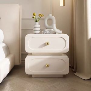 Table de chevet minimaliste italienne en bois massif, armoire de rangement moderne crème, meubles de chambre à coucher - Product Image 1