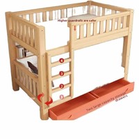 Lit superposé en bois massif épaissi à double couche avec rangement et design pliable pour petits appartements/dormitoires