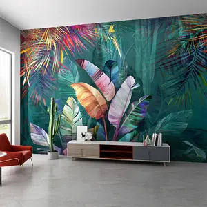 Nordic 3d 8d tropical greenery art wall covering living room TV wall background wallpaper sofa wall fabric