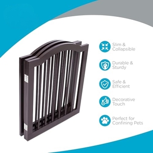Barrière pour animaux de compagnie en bois, portable, extra large, 3 panneaux, 24 pouces de hauteur, autoportante, pour chiens ou chats - Product Image 3