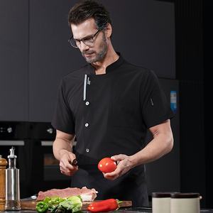 Chemise de <span class=keywords><strong>Chef</strong></span> Unisexe en Twill de Soie Glacée à Séchage Rapide, Polyester/Coton, Manches Courtes, Légère et Respirante, Uniforme de <span class=keywords><strong>Chef</strong></span> pour Restaurants - Product Image 3