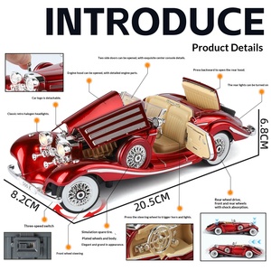 Modellino Auto d'<span class=keywords><strong>Epoca</strong></span> in Scala 1:24 in Lega Pressofusa con Porte Apribili, Suono del Motore e Luci, Giocattolo Classico Retrò all'Ingrosso - Product Image 3