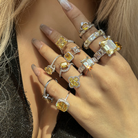 Bague Dylam en argent S925 avec zircon cubique jaune, bague de promesse minimaliste, bague de fiançailles, bague de mariage, bijoux pour femmes