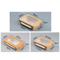 Boîte à lunch rectangulaire jetable en papier kraft extra large avec fenêtres