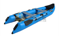 Bateau gonflable de 14,1 pieds, kayak gonflable, canoë pour 3 personnes, bateau ponton gonflable pour la pêche