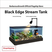 Aquarium en verre ultra transparent, réservoir à poissons transparent, 5 mm d'épaisseur, 5 L, rectangulaire, bord noir, pour la maison, le salon, le balcon, le bureau