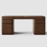 Bureau de direction moderne de 78 pouces avec deux tiroirs, finition aspect bois clair et plateau aspect pierre pour bureau à domicile