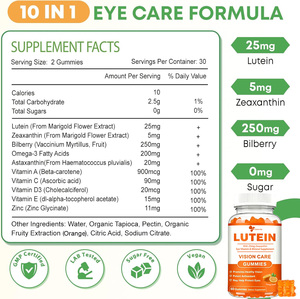 Complément alimentaire en gommes à la luteine et au zéaxanthine, formule OEM, 60 gommes, aide à protéger les yeux grâce à des vitamines antioxydantes puissantes - Product Image 2