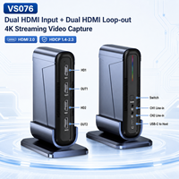 Tarjeta de Captura de Video VS076 de 2 Canales 4K 60Hz con Doble HDMI, USB 3.2 Gen2, Ventilador de Refrigeración RGB, Grabador Vertical con Salida en Bucle para Transmisión en Vivo
