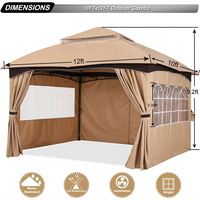 Gazebos d'extérieur 10x12 avec fenêtres, rideaux de fenêtres de style église pour patio, auvent pliable, tente d'activités portable