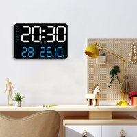 Jam Dinding Digital LED Besar Elektrik Terlaris, Kalender, Timer, Temperatur, Kelembapan, Desain Still Life Kreatif dengan Remote Control
