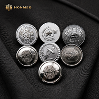 Boutons en métal argenté ronds gravés avec logo personnalisé HONMEO en alliage de zinc pour costume, veste, vêtement, boutons à tige métallique