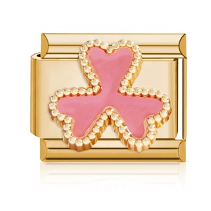 สร้อยข้อมือสไตล์อิตาลี Super Link ขนาด 9 มม. สีขาว ชมพู เขียว ดำ ม่วง ลายโคลเวอร์ ทำจากสแตนเลส - Product Image 4