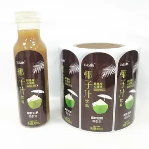 Hot Sale Beverage Can Bottle Packing Self Adhesive Label, Private Juice Label for Water Bottle