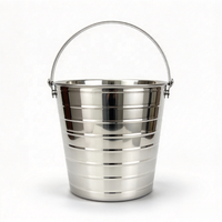Seau à glace en acier inoxydable à sept lignes avec poignée, portable, pour champagne, vin et bière, idéal pour KTV, bars, fêtes et extérieur - Vente en gros