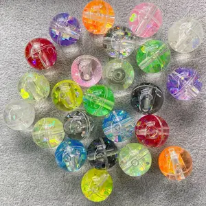 Wholesale 16mm 18mm Bubblegum Acrylic Plastic clear water beads glitter filled Loose round ball Beads for Pen DIY Jewelry making