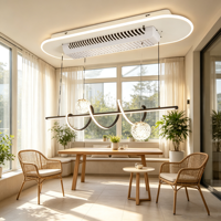 Linearer DC-Motor ohne Rotorblätter, ferngesteuerter Deckenventilator mit dimmbarer LED-Kristallkugel für Esszimmer und Kücheninsel