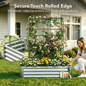 Moderna Jaula Metálica para Jardín de 47.3x24x12 Pulgadas, Valla de Acero Galvanizado para Plantas en Macizos Elevados, Forma Rectangular para Exteriores, Fácil de Instalar - Product Image 5