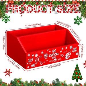 <b>Christmas</b> Wooden Snack Storage Box Rectangular Multi Functional Solid Wood With Compartments For Holiday Party Decoration - Product Image 4