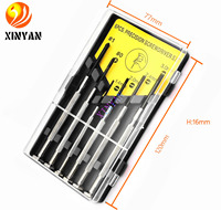 6 Buah Set Obeng Jam Tangan Presisi Baja Karbon A3, 2 Phillips & 4 Slotted, Gagang Berlapis Seng, Ujung Oksida Hitam