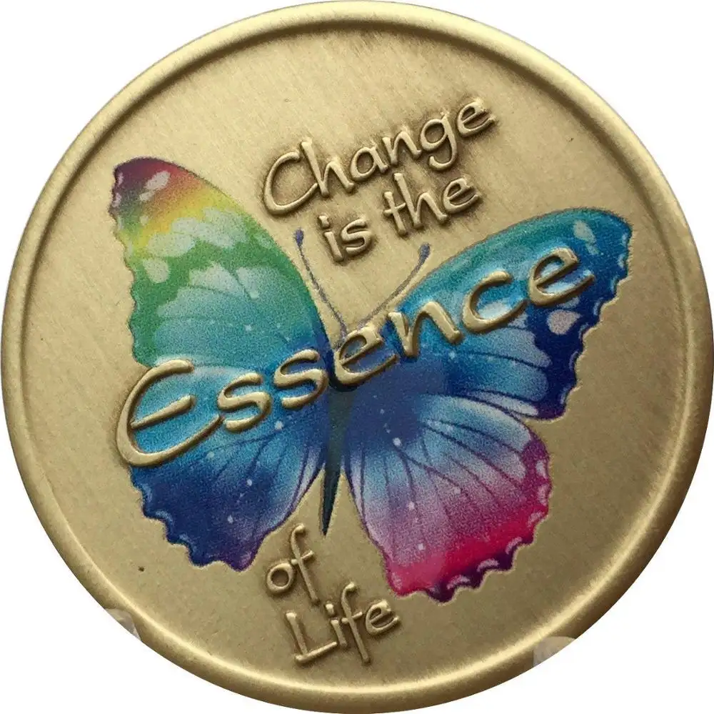 Il cambiamento è essenza della vita colore arcobaleno farfalla medaglione resa Chip moneta